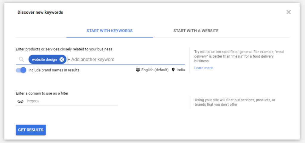 google keyword planner discover new keywords